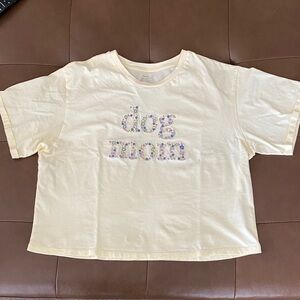 Floral 'Dog Mom' Women's Light Yellow Crop Top